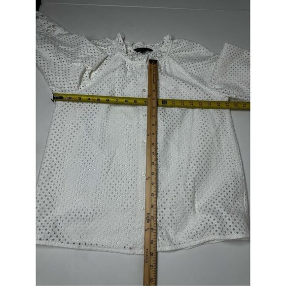 Banana Republic Bohemian Romantic TEXTURED EYELET BLOUSE White Size SP - Picture 6 of 12